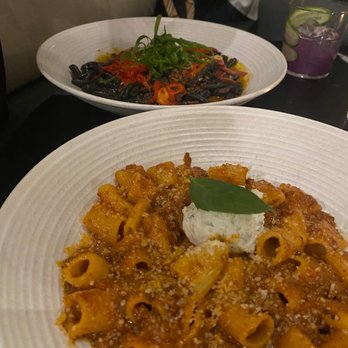 OLIVIA - Ragú rigatoni and squid ink casarecce - Italian Near Me - Tampa, Florida