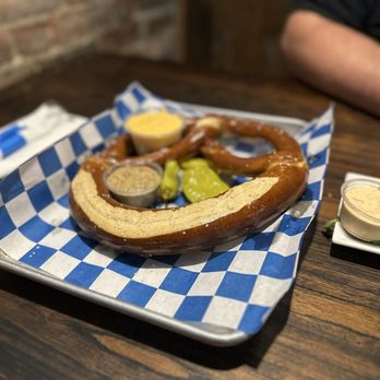 The River Burger Bar - Pretzel, cheese, mustard - Burgers Near Me - Waynesboro, Virginia The River Burger Bar - Pretzel, cheese, mustard - Burgers Near Me - Waynesboro, Virginia