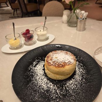 La Fontaine - Soufflé pancakes - served with lemon curd, thyme cream and fresh berries - Breakfast & Brunch Near Me - Las Vegas, Nevada La Fontaine - Soufflé pancakes - served with lemon curd, thyme cream and fresh berries - Breakfast & Brunch Near Me - Las Vegas, Nevada