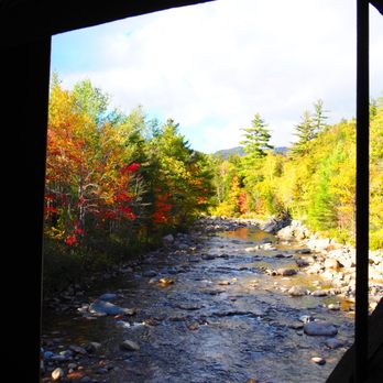 Albany Covered Bridge - View of the river from inside the bridge! - Hiking Near Me - Albany, New Hampshire