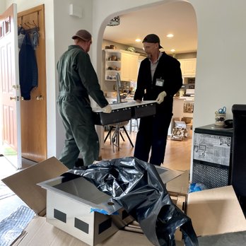 Barkley Plumbing - Plumber and apprentice removing the old kitchen sink for replacement with new Kohler single basin Kitchen Sink - Plumbing Near Me - Bellingham, Washington