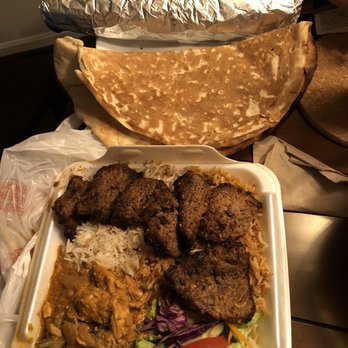 Kabob Express - Beef kabob over rice with salad, a side dish, and nan. - Afghan Near Me - Centreville, Virginia Kabob Express - Beef kabob over rice with salad, a side dish, and nan. - Afghan Near Me - Centreville, Virginia