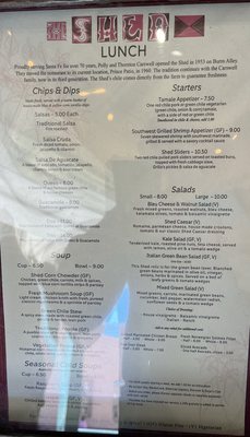 Menu photo 7 The Shed Santa Fe, NM