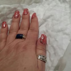T & T Nail Salon - Awesome fill with gel color and lots of bling!!