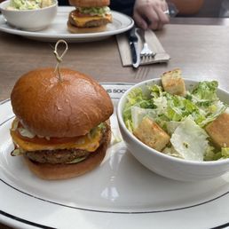 Veggie burger with Caesar salad Veggie burger with Caesar salad