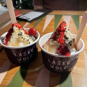 Laser Wolf - Brown Sugar Soft Serve - Pistachio, Cherry, Crispies - Middle Eastern Near Me - Brooklyn, New York Laser Wolf - Brown Sugar Soft Serve - Pistachio, Cherry, Crispies - Middle Eastern Near Me - Brooklyn, New York