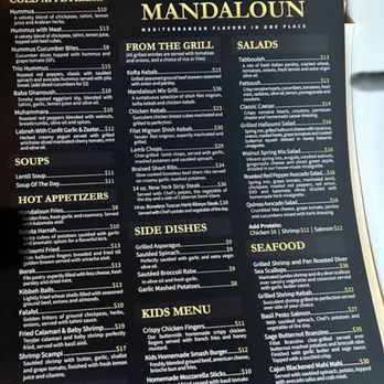 Mandaloun - Menu - Mediterranean Near Me - West Caldwell, New Jersey Mandaloun - Menu - Mediterranean Near Me - West Caldwell, New Jersey