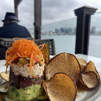 C Level - Tartare appetizer with avocado and plantain chips - New American Near Me - San Diego, California
