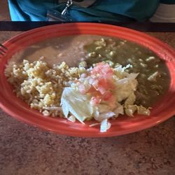 Taqueria Mexicana - Chile verde, rice and bean.