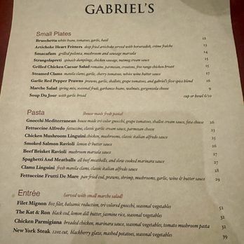 Gabriel's - Our menu tonight - Italian Near Me - Eureka, California
