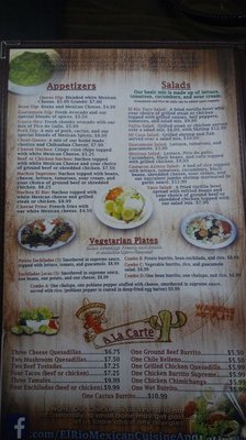 Menu photo 6 El Rio Mexican Cuisine Evansville, IN