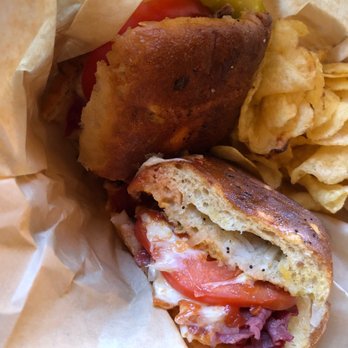 Yellow Deli - Deli rose sandwich with homemade potato chips and a dill pickle spear. - Coffee & Tea Near Me - Chattanooga, Tennessee Yellow Deli - Deli rose sandwich with homemade potato chips and a dill pickle spear. - Coffee & Tea Near Me - Chattanooga, Tennessee