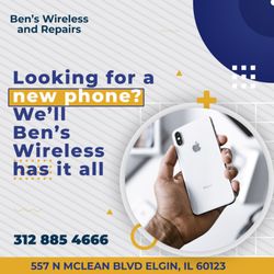 Ben's Wireless And Repairs - ALL TYPE OF CELL PHONE REPAIRS AVAILABLE HERE ‼
BEST PRICES GUARANTEED !!
SAME DAY REPAIRS