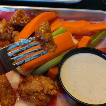 Hott Wings - This tiny little thing counted as one boneless chicken wing. The size is a little disappointing, but it all tasted fantastic. - Chicken Wings Near Me - Edmond, Oklahoma Hott Wings - This tiny little thing counted as one boneless chicken wing. The size is a little disappointing, but it all tasted fantastic. - Chicken Wings Near Me - Edmond, Oklahoma