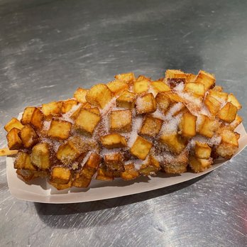 Jongro Rice Hotdog - Sweet Potato Hot Dog with sugar sprinkled over - Hot Dogs Near Me - Flushing, New York Jongro Rice Hotdog - Sweet Potato Hot Dog with sugar sprinkled over - Hot Dogs Near Me - Flushing, New York