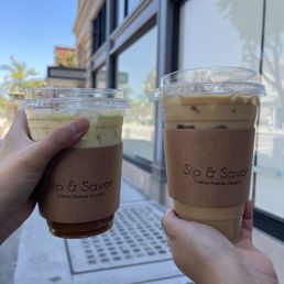 iced lavender latte iced banana bread oat milk latte iced lavender latte iced banana bread oat milk latte