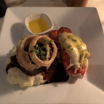 EB Strong's - Filet with lobster tail - New American Near Me - Burlington, Vermont EB Strong's - Filet with lobster tail - New American Near Me - Burlington, Vermont