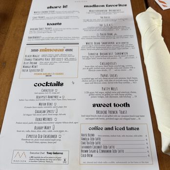 Madison - Menu - Italian Near Me - San Diego, California