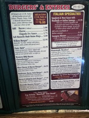 Menu photo 3 Maxwells Pub & Grill Beaverton, OR