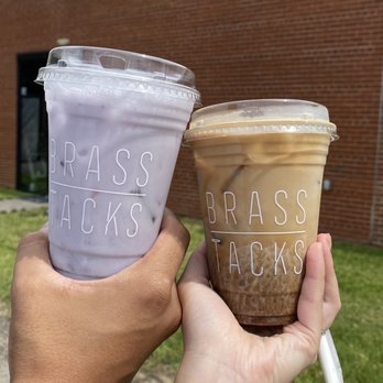 Brass Tacks - Taro iced latte + toffee nut iced latte - Coffee & Tea Near Me - Houston, Texas Brass Tacks - Taro iced latte + toffee nut iced latte - Coffee & Tea Near Me - Houston, Texas