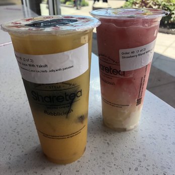 Sharetea - Mango passion fruit yakult & strawberry ice blended with ice cream and lychee jelly - Coffee & Tea Near Me - Renton, Washington Sharetea - Mango passion fruit yakult & strawberry ice blended with ice cream and lychee jelly - Coffee & Tea Near Me - Renton, Washington