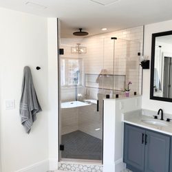 Tiles Plus More - Subway shower walls with hexagon shower floor. All tile from - Tilesplusmore