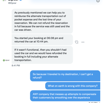 Zipcar - Extremely rude response from customer service rep. - Car Rental Near Me Zipcar - Extremely rude response from customer service rep. - Car Rental Near Me