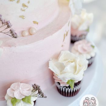 Sisters Confections - a three tiered cake and cupcakes - Custom Cakes Near Me - Port Washington, New York Sisters Confections - a three tiered cake and cupcakes - Custom Cakes Near Me - Port Washington, New York