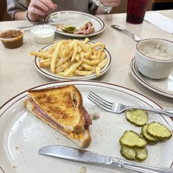Leo's Coney Island - Ham and cheese sandwich, fries, chicken pita, 2 cokes, side of chili, and a side of gravy for only $28. Great value!