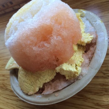 Marination Ma Kai - Guava, lychee (middle), passionfruit (yellow) and vanilla ice cream! - Korean Near Me - Seattle, Washington Marination Ma Kai - Guava, lychee (middle), passionfruit (yellow) and vanilla ice cream! - Korean Near Me - Seattle, Washington