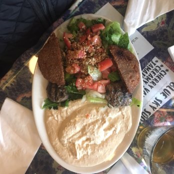 Sesame Seed Restaurant - Meat salad with hummus. - Mediterranean Near Me - Danbury, Connecticut