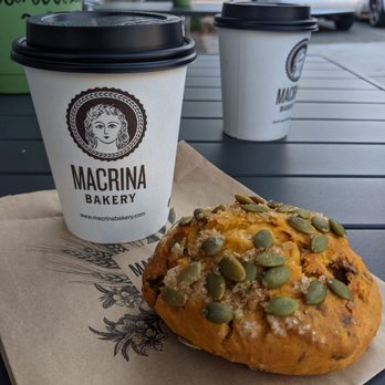 Macrina Bakery & Cafe - Vegan pumpkin scone and a soy latte. - Cafes Near Me - Seattle, Washington