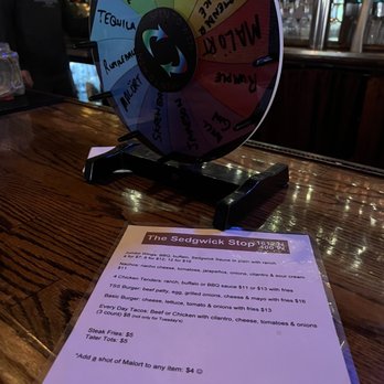 The Sedgwick Stop - Wheel of shots and menu - American Near Me - Chicago, Illinois