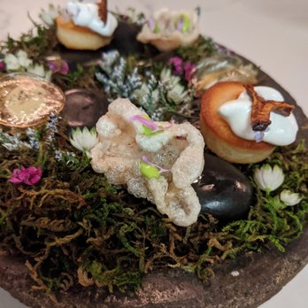Sons & Daughters - Puffed beef tendon with nasturtium leaf emulsion and chive blossom - New American Near Me - San Francisco, California Sons & Daughters - Puffed beef tendon with nasturtium leaf emulsion and chive blossom - New American Near Me - San Francisco, California