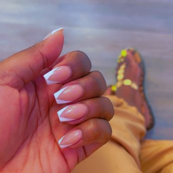 Nail Shadow - nail fixed. acrylic fill in - coffin shape w/ deep v french tip. - Nail Salons Near Me - Snellville, Georgia Nail Shadow - nail fixed. acrylic fill in - coffin shape w/ deep v french tip. - Nail Salons Near Me - Snellville, Georgia