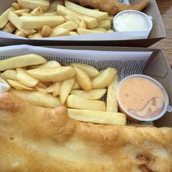 Paul's Prize Catch - 2 lots of fish and chips. Butterfish and Flake. Just amazingly good!!!