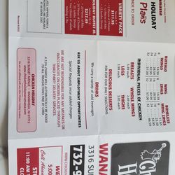 Chicken Holiday - Menu as of May 2023