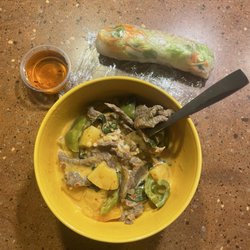 Thai Street Market - Pineapple Beef Curry & vegetarian spring roll