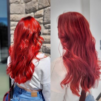 Serenity Secrets Salon - hair done by Becky: left photo is the finished look outdoors; right photo is the finished look indoors - Hair Stylists Near Me - Lafayette, Colorado