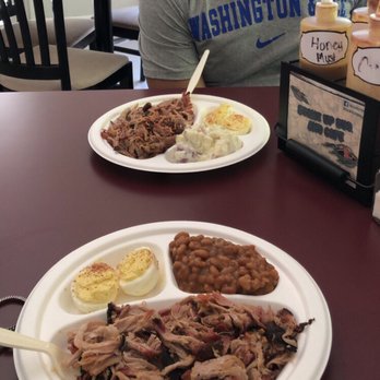 Beameup BBQ & Cafe - Pulled pork, baked beans, and deviled eggs. - Barbeque Near Me - Lexington, Virginia