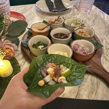 All Thai - Lallop leaf with all the fixings in Mieng Kham - IG @bougiefoodieboi - Thai Near Me - Bellevue, Washington All Thai - Lallop leaf with all the fixings in Mieng Kham - IG @bougiefoodieboi - Thai Near Me - Bellevue, Washington