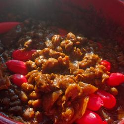 River Road Variety - Baked beans and hot dogs.