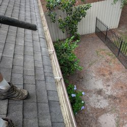 Got Gutters - View from the roof during hand-cleaned gutter service -- every section fully cleared.