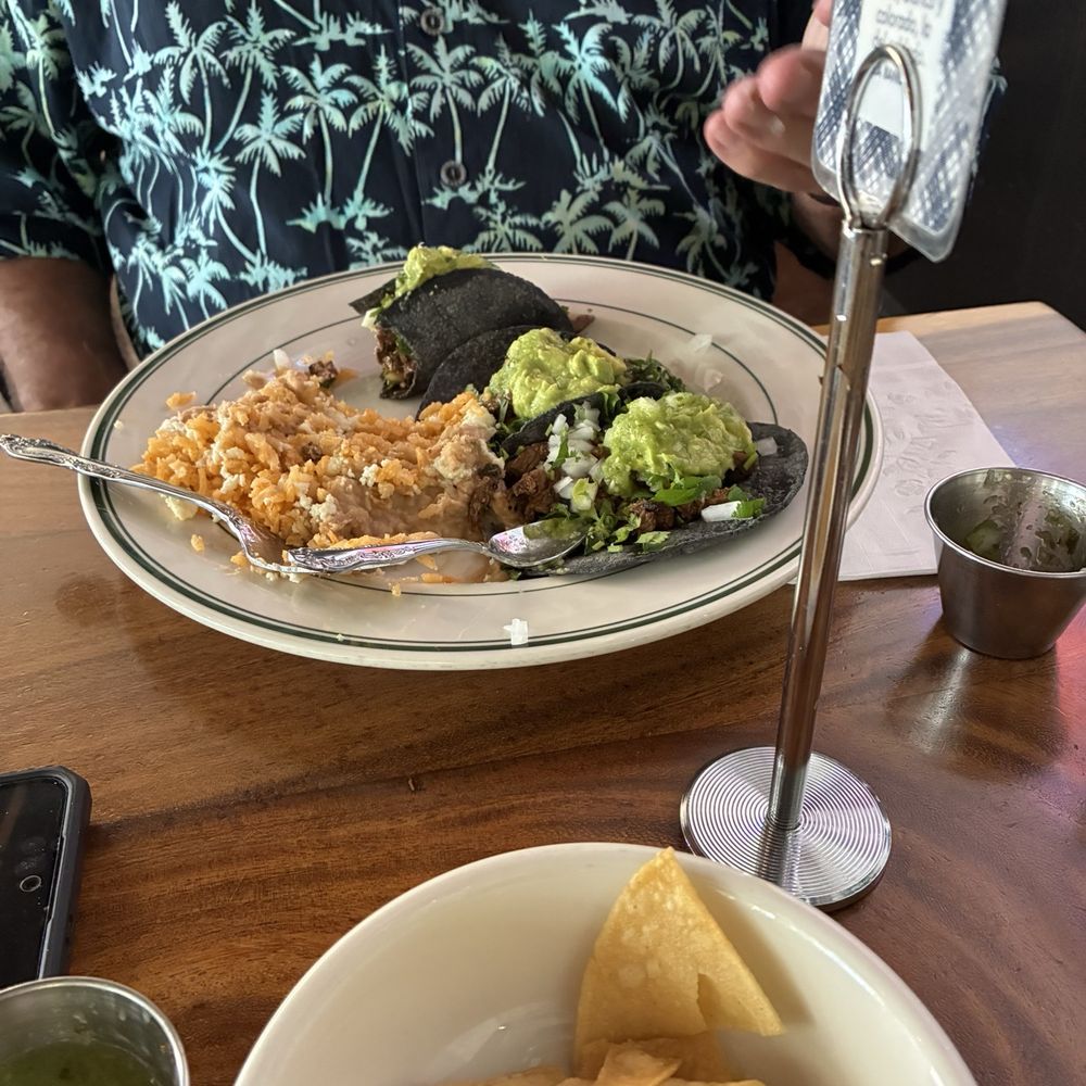 Corazon Comedor - Taco plate and chili relleno taco - all in blue corn tortillas. - Mexican Near Me - Santa Barbara, California