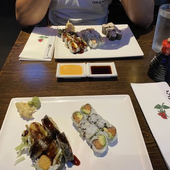 Kabuki Sushi - Top: Eel Avocado Roll, Spicy Baby Lobster Roll, Yellowtail Scallion Roll Bottom: Shrimp Tempura Roll, Salmon Avocado Roll - Sushi Bars Near Me - Philadelphia, Pennsylvania