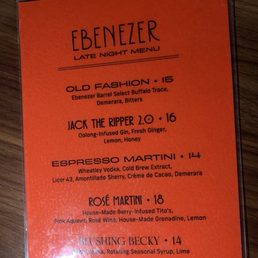 New menu when bartenders get overwhelmed or after 10pm