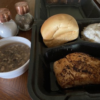 Cotton Patch Cafe - Lemon Herb Grilled Salmon Garlic Mashed Potatoesand Black Eyed Peas - American Near Me - Watauga, Texas