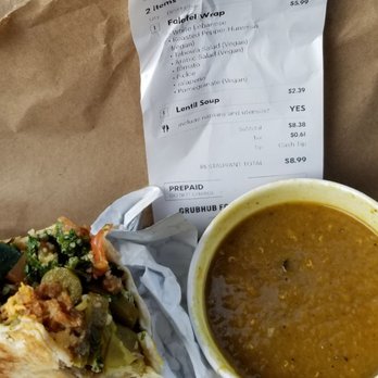 Damascus Falafel - Vegan Falafel Wrap and Lentil Soup - Middle Eastern Near Me - Willowbrook, Illinois