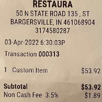 La Rosa Mexican Restaurant - Non-cash fee for charge card payment - Mexican Near Me - Bargersville, Indiana