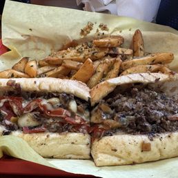 Garlic cheesesteak with garlic fries.